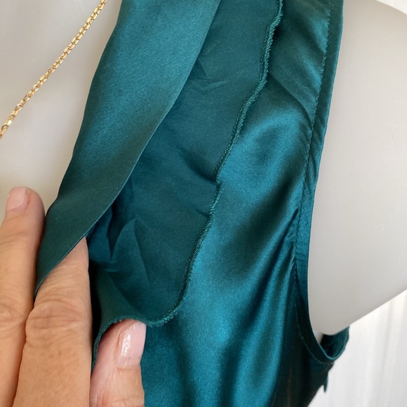 100% Silk TTahari dark teal blue/green, ruffle sleeveless, lightweight Size S - Picture 7 of 17